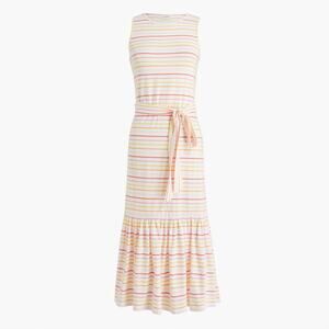 J. Crew Womens Size Large NWT Striped Belted Sleeveless Tank Dress Cotton Casual